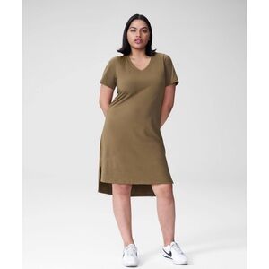 Universal Standard Tesino Washed
Jersey T-Shirt Dress in olive green